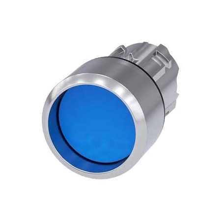 Siemens Pushbutton, 22 mm, round, metal, shiny, blue, Front ring, high 3SU1050-0CB50-0AA0-ZY11