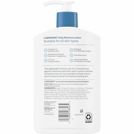 Lubriderm Daily Moisture Lotion, White JOJ48305
