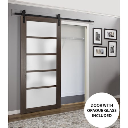 Sartodoors Slab Barn Door Panel Frosted Glass 32x96 Solid Core Modern Interior QUADRO4002S-CA-3296