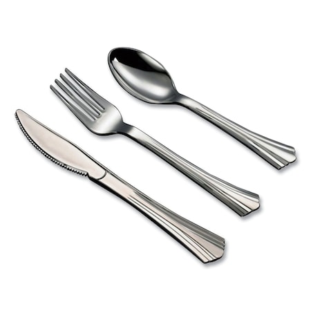 Tablemate Sterling Assorted Plastic Cutlery, Mediumweight, 20 Forks/15 Knives/15 Spoons, 50PK 8305A-SV