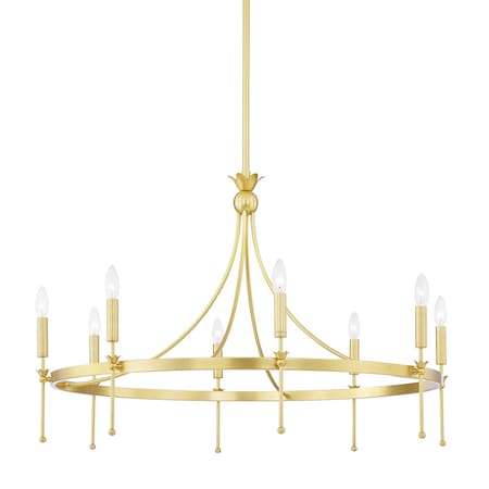Hudson Valley Lighting Gates 8 Light Chandelier 38.5 In. Aged Brass 4338-AGB