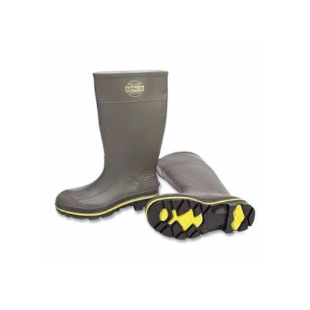 Servus Pro, PVC Boots, Steel Toe, Size 10, 15 in H, PVC, Gray with Black/Yellow Sole 922-75101-100