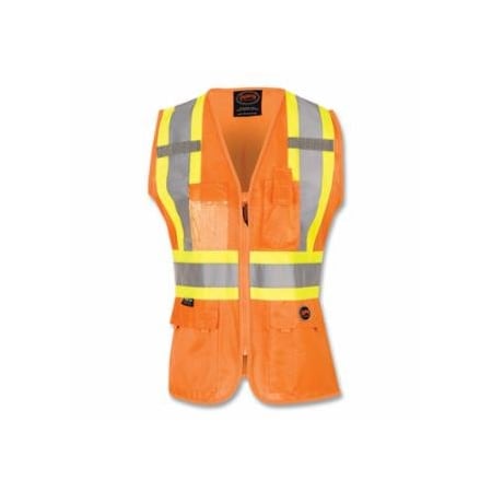 Pioneer 136U Ladies Mesh Vest, Size XS, Orange 852-V1021850U-XS