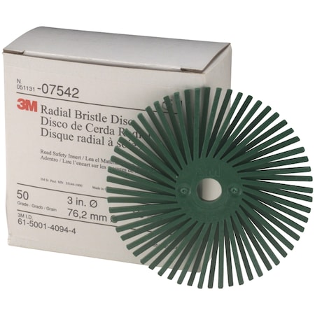 Scotch-Brite Radial Bristle Disc, 3 in x 3/8 in 50, 10/Carton, 4PK RB-ZB