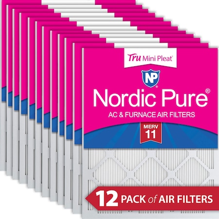 Nordic Pure 20x25x1 Tru Mini Pleat Pleated Air Filter, High Capacity, Electrostatically Charged Synthetic Media 20x25x1M11MiniPleat-12
