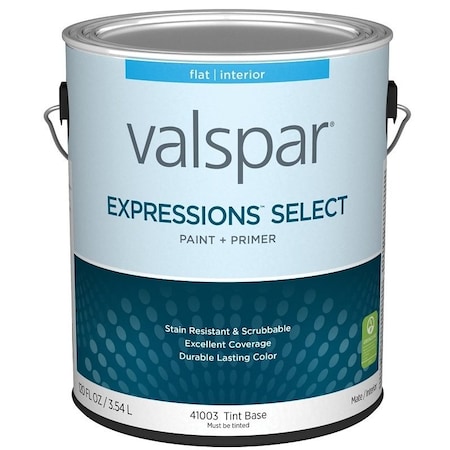Valspar Expressions Select 4100 Latex Paint, Acrylic Base, Flat, Tint Base, 1 gal 028.0041003.007