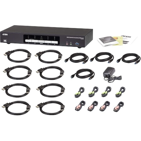 Aten 4-Port USB 3.0 4K DisplayPort Dual Display KVMP Switch-TAA Compliant CS1944DP