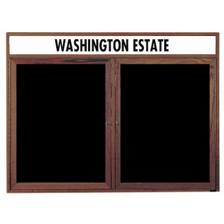 Aarco Enclosed Changeable Letter Board in Black Felt w/ Red Oak Frame Walnut Stained, 36''Hx48''W WDC3648H