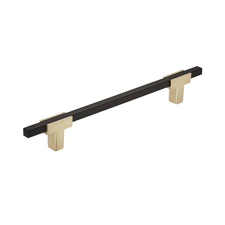 Amerock Urbanite 6-5/16 in 160 mm Center-to-Center Brushed Gold/Matte Black Cabinet Pull BP778160BGLMB