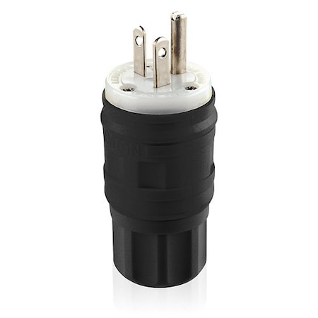 Leviton Watertight Straight Blade Plug, 5-20P, 20 A, 125V, 2 Pole, Screw Terminals, Grounded 14W33-B