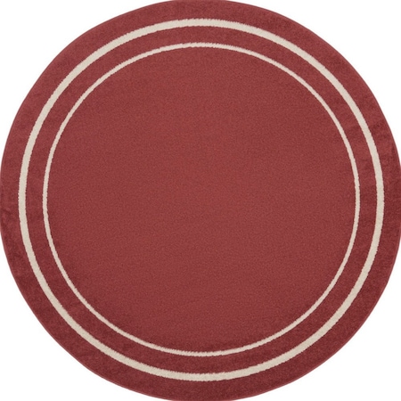 Homeroots 6' Red And Ivory Round Indoor Outdoor Area Rug 545947