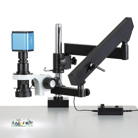 Amscope H800 Zoom Inspection Monocular Stereo Microscope 0.7X-5X on Articulating Arm w/Pillar w/LED Ring Li H800-APC-96S-AF2