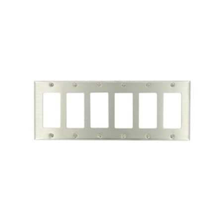 Leviton Decora Wallplate, Standard Size, Gang 6, Brushed Stainless Steel 84436-40
