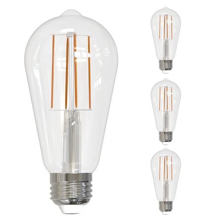 Bulbrite LED Filament, 8.5 Watt DimmableST18 Light Bulb, Clear Glass Finish, E26 Base, 4000K, 800 Lumens, 4PK 862311