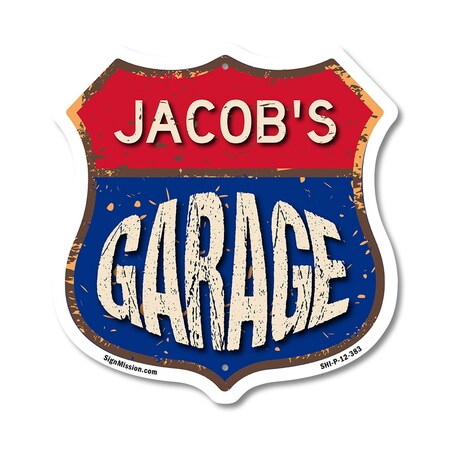 Signmission Jacob's Garage, 12 Inch X 12 Inch, Plastic Sign SHI-P-12-383-JACOB