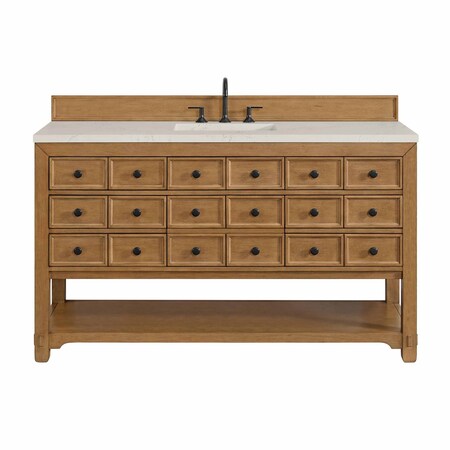 James Martin Vanities Malibu 60" Single Vanity, Amber Birch, w/ 3 CM Siberian Silestone Top 505-V60S-AMB-3SFR