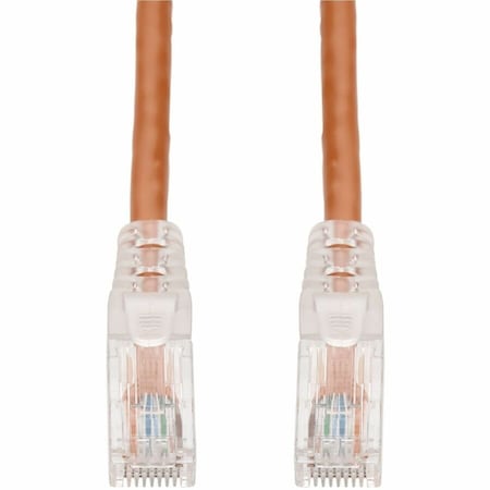 Add-On 2FT ORANGE CAT 6 PVC ETHERNET CABLE SNAGLESS EASY CLEAR BOOT TAA RJ-45 M/M ADD-2FCAT6-OE-TAA