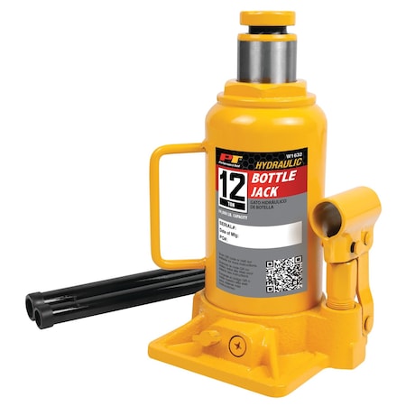 Performance Tool 12 Ton Hydraulic Bottle Jack, 24000 lb Capacity, Steel Saddle W1632