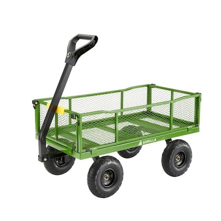 Gorilla Carts Utility Cart, 900 lb, 4-Wheel, 10 in Wheel, Pneumatic Wheel, Convertible Pull/Tow Handle, Green GCG-9004T