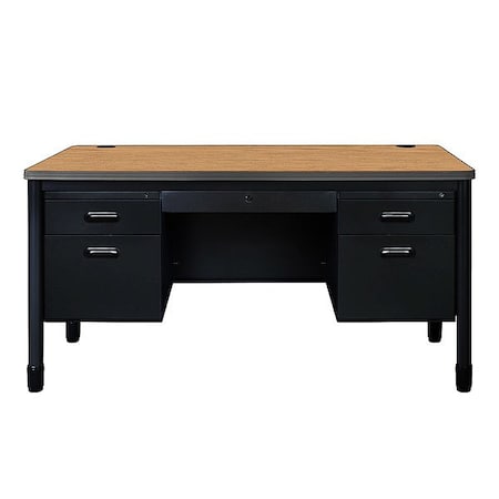 Regency Double Pedestal Desk, Steel Frame, 60 in W 66266DPCDMOBK