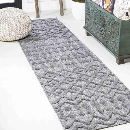 Jonathan Y Peralta Moroccan Diamond Dark Gray 2 ft. x 8 ft. Indoor/Outdoor Runner Rug IBZ103A-28