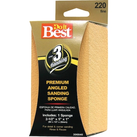 Do It Best Angled 2-1/2'' x 5'' x 1'' 220 Grit Fine Sanding Sponge 7306004