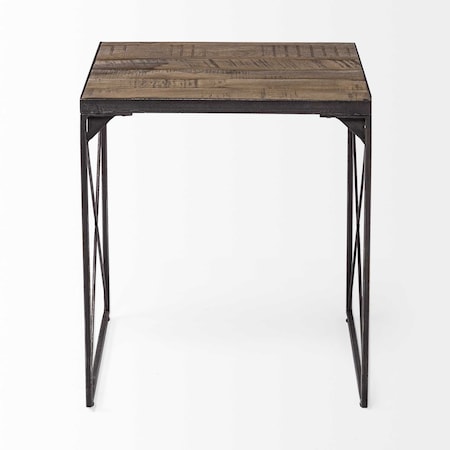 Homeroots 23" Brown Solid Wood Square End Table 380661