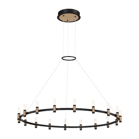 Eurofase Albany Contemporary LED Chandelier, 1-Light, 1600 Lumens, Soft White/Deep Black/Brass 37044-015