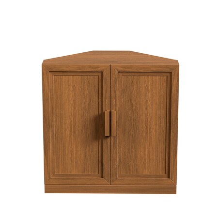 Homeroots Set Of Two Brown Wood Corner Accent Cabinet With Two Doors 712115
