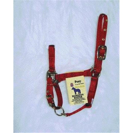 Hamilton Halter Co - Adjustable Chin Halter With Snap- Red Pony - 3DAS PORD 347566