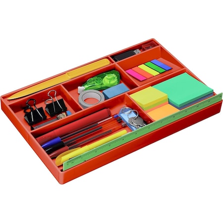 Acrimet Drawer Organizer Tray with 8 Compartments for Office, Makeup & Accessories (Red) 977.VM