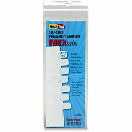 Redi-Tag Permanent Write-On Index Tabs, 7/16" x 1", White, 416 Tabs/Pack 31010