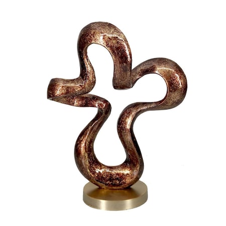 Homeroots 16" Brown And Gold Abstract Aluminum Sculpture 480011