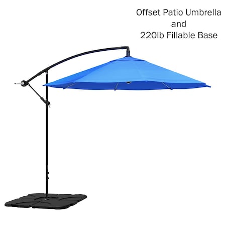 Pure Garden Offset Patio Shade 10Ft Cantilever Outdoor Umbrella with 220lb Fillable Base Crank Canopy 50-LG1039B