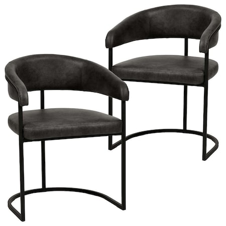 Leisuremod Aero Collection Modern Dining Chair in Charcoal, 2PK AC23CH2