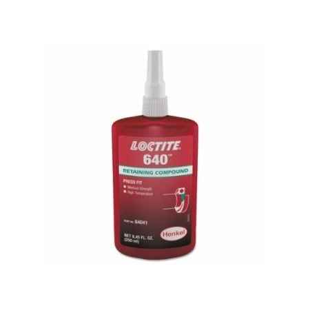 Loctite 640, Retaining Compound, Med Strength/High Temp, 250mL Bottle, Green, 3000 psi 442-135521