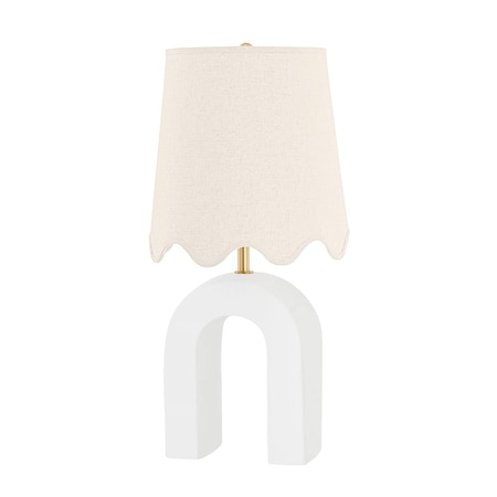 Mitzi Dabito X Roshani 1 Light Table Lamp 6.75 In. Aged Brass/Ceramic Raw Matte White HL685201-AGB/CMW