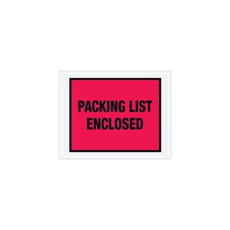 Bubblefast 7 x 5 1/2'' Red ''Packing List Enclosed'' Envelopes, 1000PK BFPL406