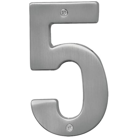Hy-Ko Prestige Series House Number, Character: 5, 5 in H Character, Nickel Character, Brass BR-51SN/5