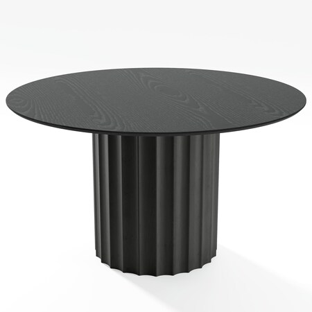 Homeroots 52" Black Solid Wood Pedestal Base Round Top Dining Table 721040