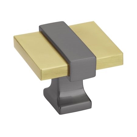 Amerock Overton 1-3/8 in 35 mm Length Brushed Gold/Black Chrome Cabinet Knob BP36680BGLBCR