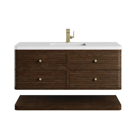 James Martin Vanities Allamari 48" Single Vanity, Sable w/ Single Hole 3 CM White Zeus Silestone Top D640-V48-SBL-3WZ