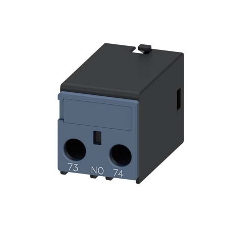 Siemens auxiliary switch, on the front, 1 NO, 73/74, current path: 1 NO, cable 3RH2911-1BA10