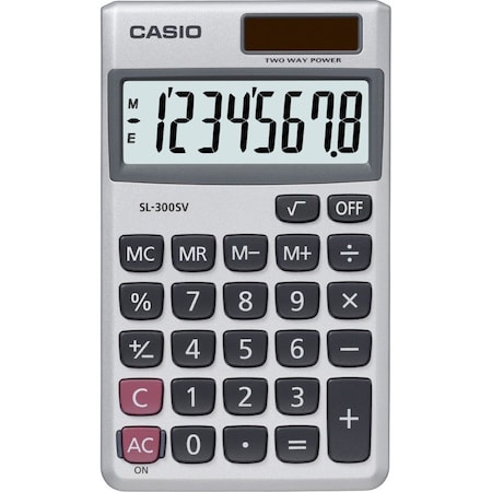 Casio SL300 8Digit Handheld Calculator, Gray CSOSL300SV
