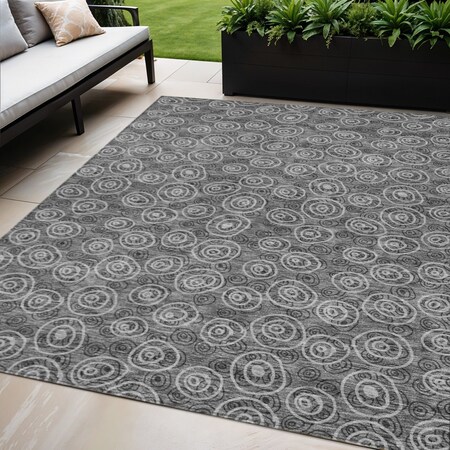 Homeroots 5' X 8' Gray Charcoal And Silver Geometric Washable Indoor Outdoor Area Rug 583355