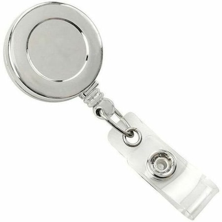 Brady Round Solid Color Badge Reel - Vinyl - 100 / Pack - Chrome, Clear 2120-4700