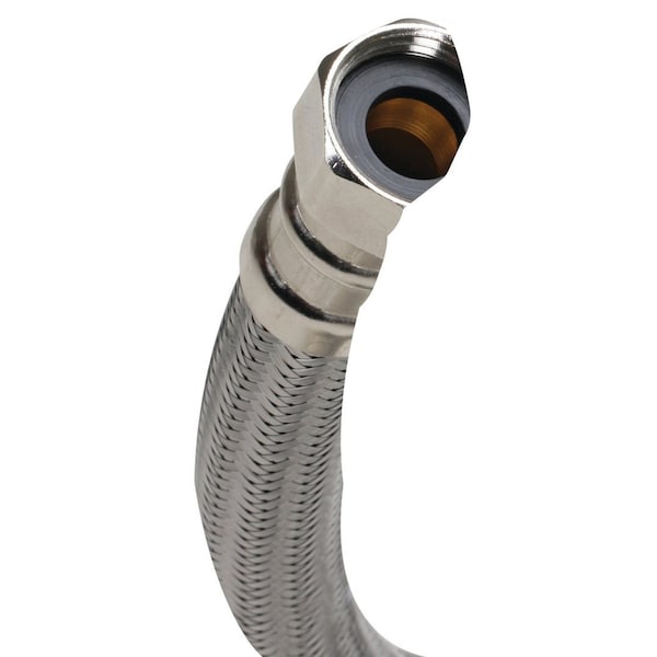 Fluidmaster High-Flexible Water Heater Connector, 3/4 in, FIP, Stainless Steel, Nickel, 12 in L B1H12 - main