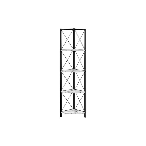 Homeroots 59" White Metal and Wood Four Tier Corner Bookcase 489793 - main