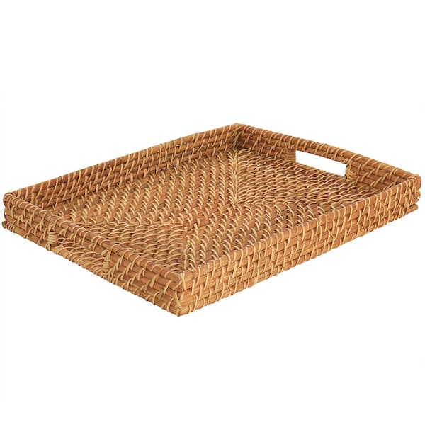 Martha Stewart 16 Inch Rattan Woven Serving Tray in Brown 76604.01 - main