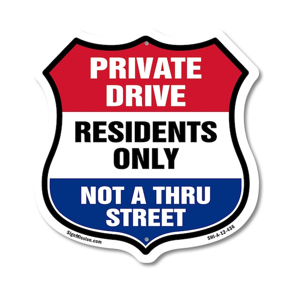 Signmission Private Driveway Shield Sign Private Dri, 12 Inch X 12 Inch, Aluminum Metal Sign SHI-A-12-436 - main